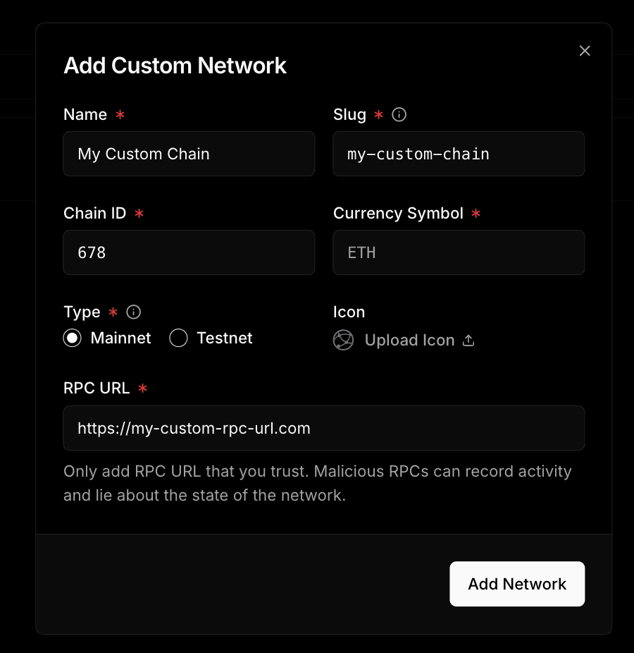Custom Chain Applications Custom Chains | thirdweb Engine