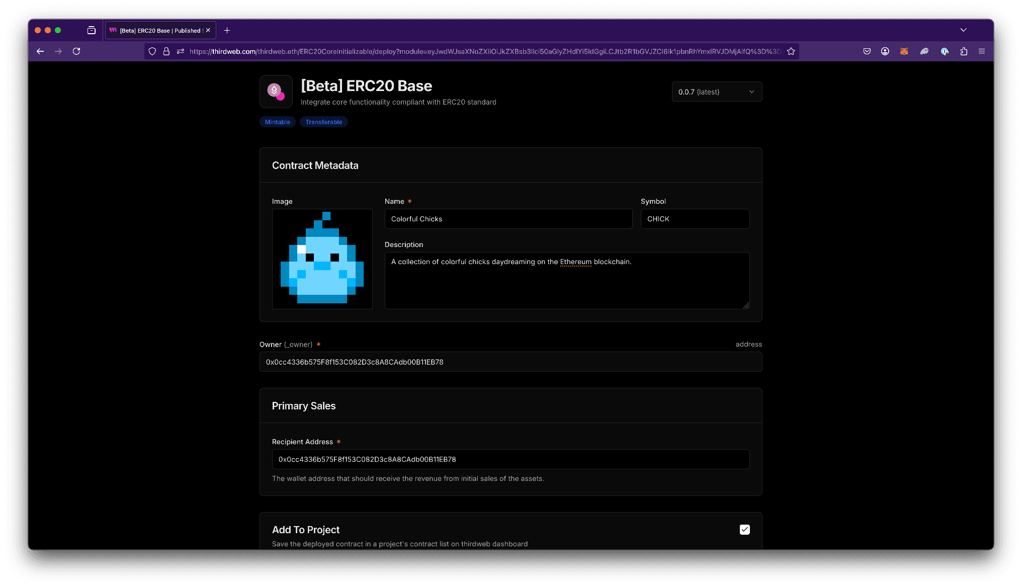 Contract Metadata