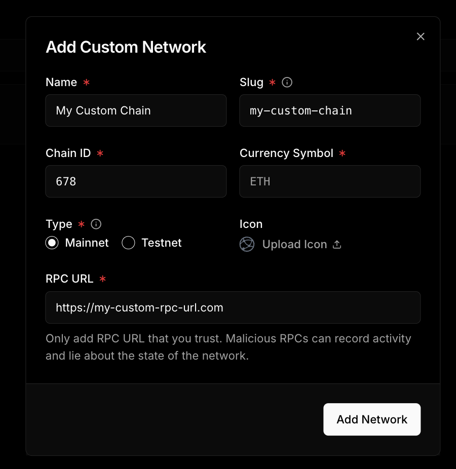 Custom Chains | thirdweb Engine